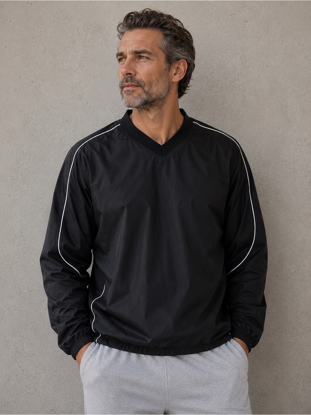 Greg Norman Men's Black V-Neck Windbreaker Jacket